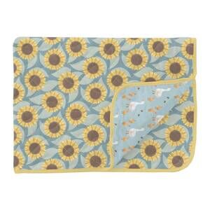 NEW KICKEE quilted throw blanket in stormy sea sunflower